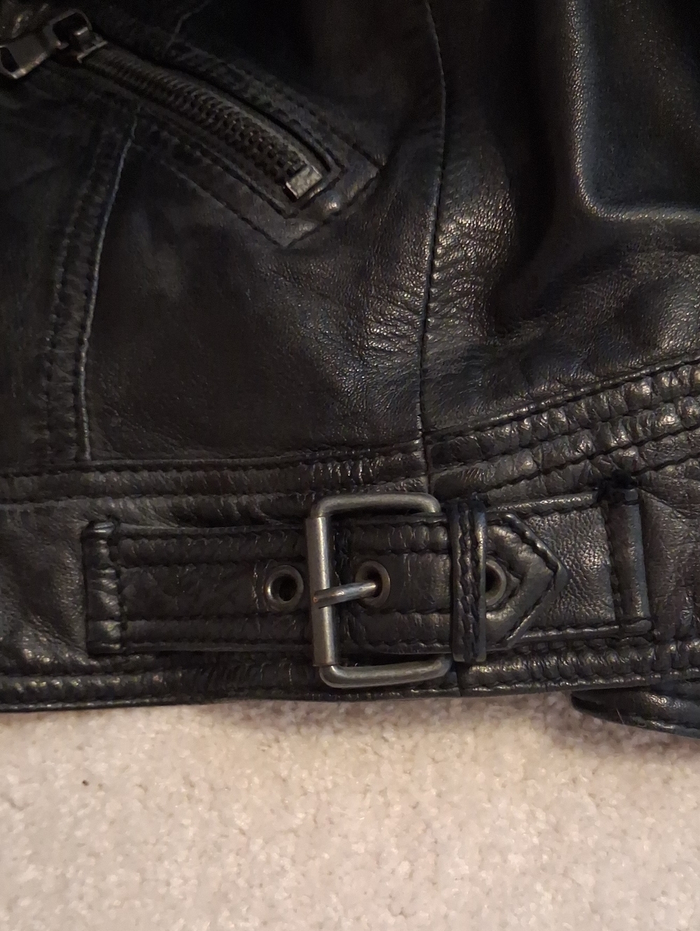 Black Rivet Women's Black Genuine Leather Moto Jacket. Sporty and Sleek. Y2k L - Picture 15 of 15